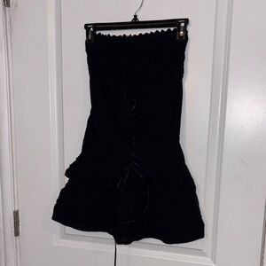 Black Strapless Corset Style Dress Ruffle Mini